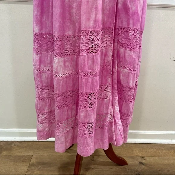 LoveShackFancy Edie pink maxi dress with lace accents - size M - Picture 7 of 14